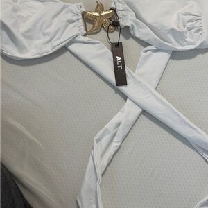 ALT White Bikini Top with Gold Starfish (never worn) w tags